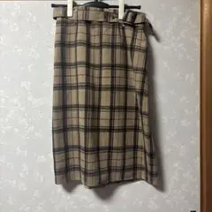 チェック柄 ベルト付きスカート Lサイズ