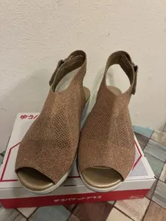 fitfit 厚底 ニット サンダル バックストラップ ブラウン　23cm