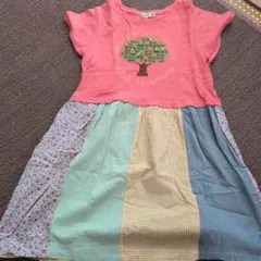 RAG MART 半袖ワンピース 130cm パッチワーク風のサムネイル