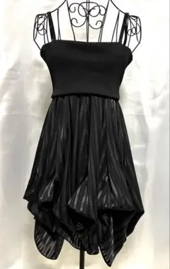 ARROW 黒 キャミワンピ プリーツ フレア シフォン　2WAYのサムネイル