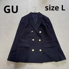 極美品 GU 紺ブレ 金ボタン Lサイズ ダブルジャケット ネイビー