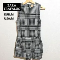 ZARA TRF チェック柄 ジップアップ オールインワン