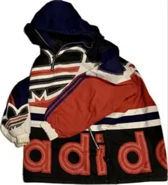 90s old adidas トレフォイルロゴ パディングアノラックパーカー O