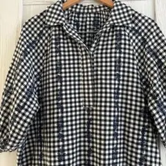 お値下げ　ships チェック七分袖ワンピース