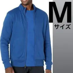 【タグ付き】裏起毛パーカー 長袖 シンプル ジップアップ 青 ブルー M メンズ