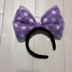 ディズニー　ミニーマウス　カチューシャ　紫　リボン