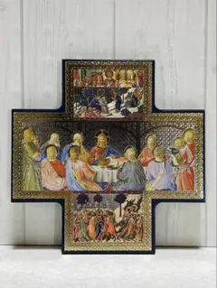 最後の晩餐　木製十字架イコン●イタリア製●置物●壁掛け●インテリアにも最適