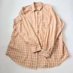 【papas】パパス チェック柄 長袖シャツ オレンジ系 ヴィンテージ 古着 L