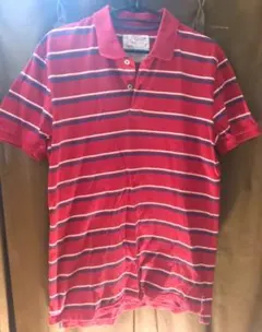 グローバルワーク メンズL（M） 赤系ボーダー半袖ポロシャツ