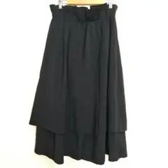 【Riche glamour】ロングフレアスカート(М)ウエストゴム ネイビー