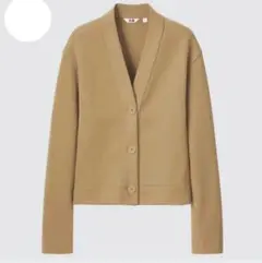 ユニクロ スウェットVネックカーディガン 長袖 ベージュ 綿混