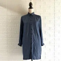 ユニクロ【M】チュニック ダンガリーシャツ ポケット付き 青色／シャツワンピース