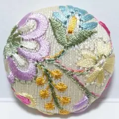 インド刺繍　№3677　ベージュ花　㊳ミリ