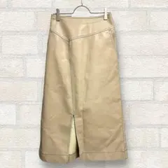 wcloset タイトスカート レザー ベージュ ロング カジュアル 大人