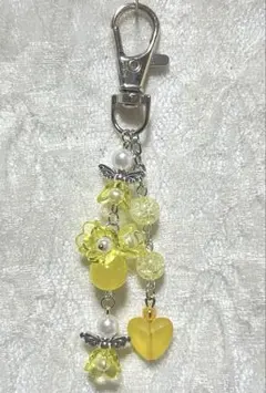 ✨天使とお花のキーホルダー✨ グリーン（223）✨一点物✨ - メルカリ