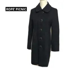ロペピクニック ステンカラーコート 黒　無地 上品　丸襟大きいボタン　Mサイズ