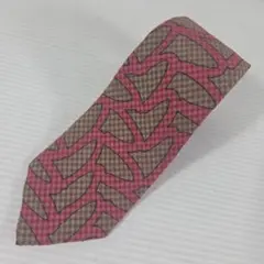 レトロ ヴィンテージ柄 ブラウンピンク ネクタイ