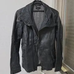 ブラックレザー ダブルライダースジャケット