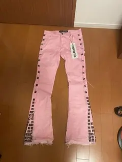 バラバサスVALABASAS スキニーフレアデニム ピンク クラッシュ 新品30