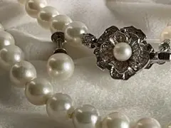 未使用☆あこや真珠ネックレス　イヤリング　7㎜　k14wg 花珠級
