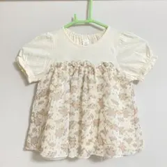 【新品タグ付き】Cottoli 花柄フリルチュニック　半袖 100cm