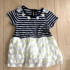 花柄刺繍 半袖ワンピース　夏服