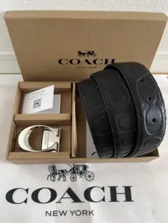 COACH コーチ　ブラックレザー　ベルト　マッドバックル！レア！早いもの勝ち！ COACH コーチ ブラックレザー ベルト マッドバックル！レア！早いもの