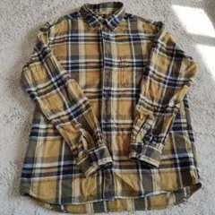 フランネル イエロー系チェック 長袖シャツ
