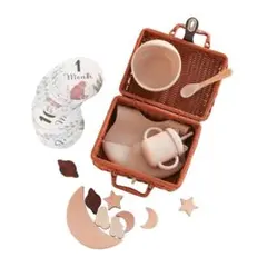 ベビーギフト7点セット食器吸盤付き高温消毒可電子レンジニューボーンフォト収納箱付