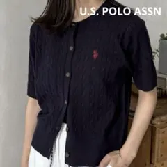 新品 U.S. POLO ASSN 半袖カーディガン ケーブル ネイビー
