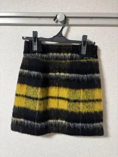 リリーブラウン wool混ボックスチェックミニスカート