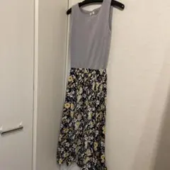値下げしました　アンデミュー　花柄　巻きスカート風　ロングワンピース