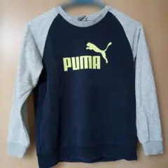【こども服】PUMA ラグラン長袖トレーナー ネイビー グレー140サイズ