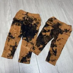 ブラウン・ブラック タイダイ柄 パンツ 2点セット