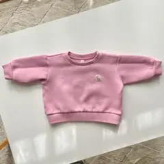 無印良品 あたまするっとスウェットシャツ ピンク トレーナー 80 うさぎ刺繍