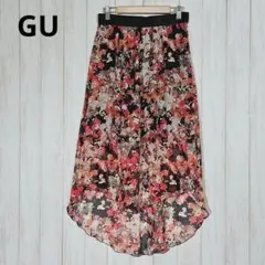ジーユー フィッシュテール シアープリントマキシスカート 花柄 Mサイズ
