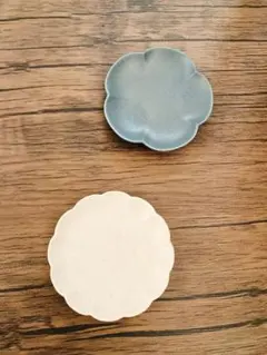 花形皿 青白セット 豆皿 2点