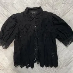 Meridian コットンレース 半袖ブラウス