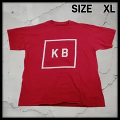 USA古着 KB ボックスロゴ Tシャツ XL レッド 赤 スクエアロゴ 半袖