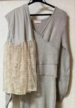 リゼクシー　カシュクールマーメイドワンピース　ベージュ