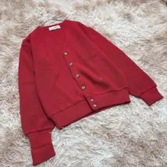 アーノルドパーマー （S) カーディガン レッド 長袖 刺繍 ロゴ Vネックのサムネイル
