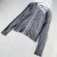 アルドリッジ ジェンヌ 長袖カーディガン フリル アンゴラ シルク混 M 春夏