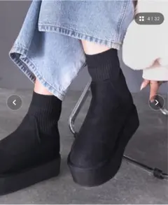 ブラックスエード風　ブーツ