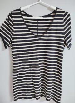 AZUL VネックストライプTシャツ Lサイズ