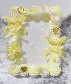 ホイップデコ硬質トレカケースB8黄色白ミックス ハートリボンチェリーTC-188