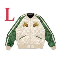 美品　ヒューマンメイド　スカジャン　虎　ロゴ　キルティング　グリーン　L 希少 美品 ヒューマンメイド スカジャン 虎 ロゴ キルティング グリーン L