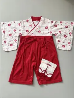 女の子 袴ロンパース 着物 70-80 100日祝い 初節句 ひなまつり