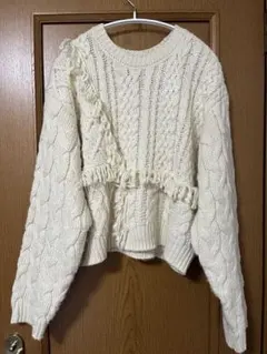 LOWRYSFARMケーブルフリンジショート丈