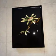 本金手描蒔絵　周山　漆器 花柄 黒地