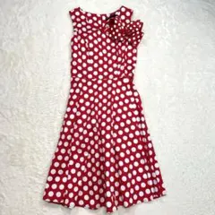 ノースリーブワンピース ドット ミニーちゃん ディズニー コスプレ リボン付き